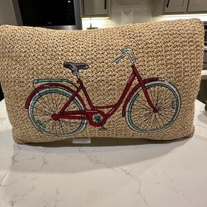 Woven Pillow with Bicycle Design